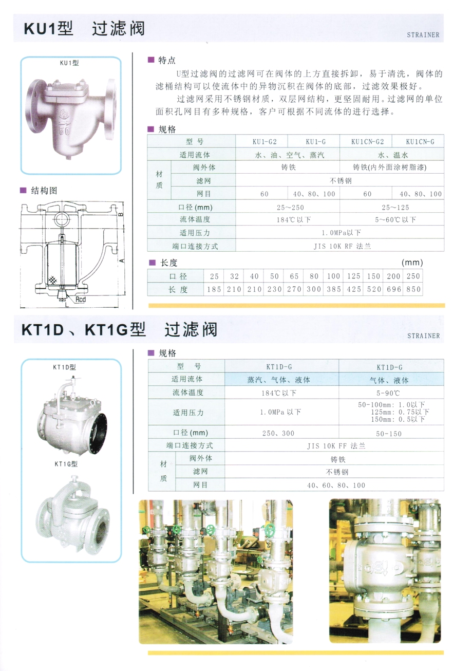 KT1D型蒸汽、氣體、液體過濾器